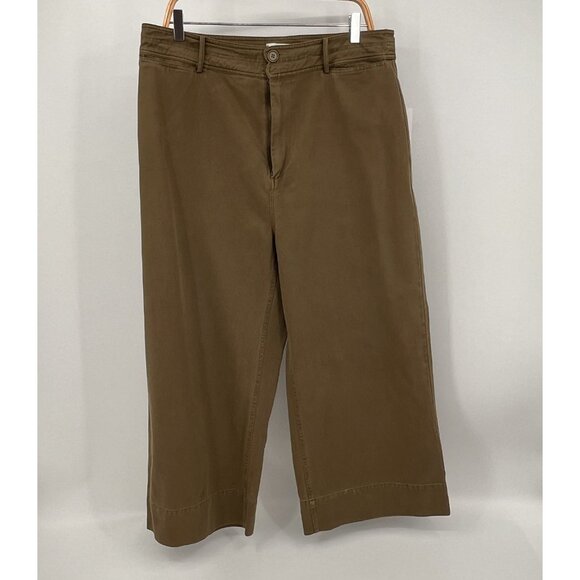 Apiece Apart Merida Pants Size 14 Olive Cotton Relaxed Straight High Waist - Picture 1 of 13